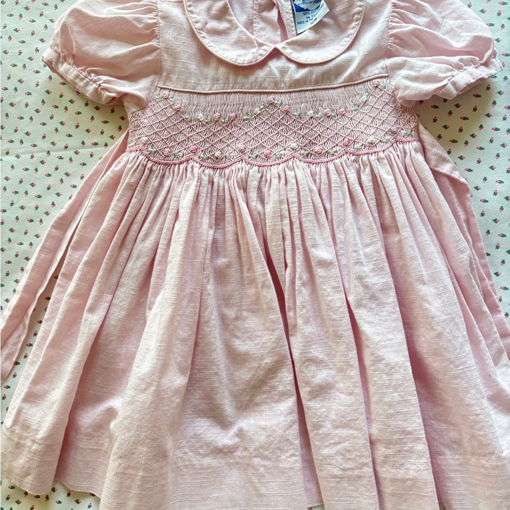 Carriage Boutique 12 mo Pink Smocked Baby Infant Easter Birthday Dress